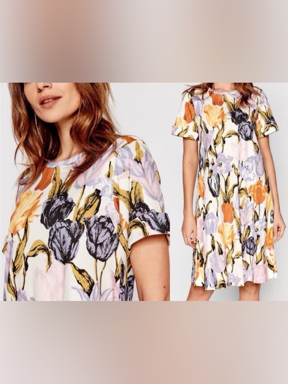 MaxMara Lavender & Mustard Floral Mini Shift Dress